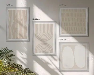Abstrakte Boho-Musterformen polyptychon mit rahmen