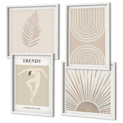 Polyptychon mit rahmen Abstrakte Poster im Boho-Stil in Pastellfarben