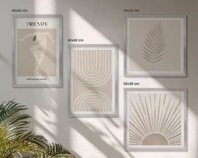 Polyptychon mit rahmen Abstrakte Poster im Boho-Stil in Pastellfarben