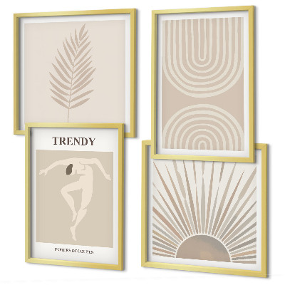 Polyptychon mit rahmen Abstrakte Poster im Boho-Stil in Pastellfarben