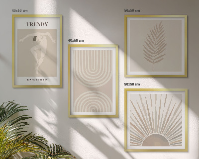 Polyptychon mit rahmen Abstrakte Poster im Boho-Stil in Pastellfarben