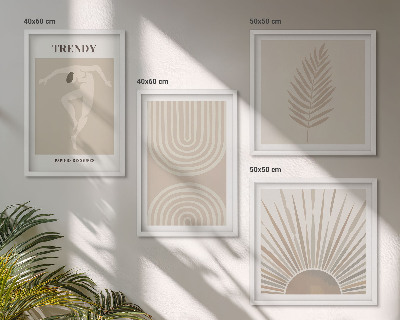 Polyptychon mit rahmen Abstrakte Poster im Boho-Stil in Pastellfarben