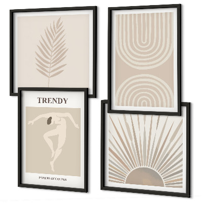 Polyptychon mit rahmen Abstrakte Poster im Boho-Stil in Pastellfarben