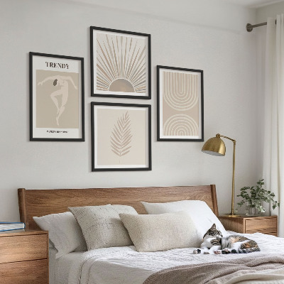 Polyptychon mit rahmen Abstrakte Poster im Boho-Stil in Pastellfarben