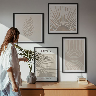 Polyptychon mit rahmen Abstrakte Poster im Boho-Stil in Pastellfarben