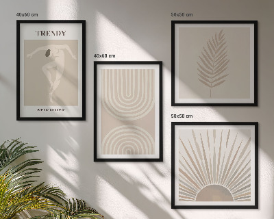 Polyptychon mit rahmen Abstrakte Poster im Boho-Stil in Pastellfarben