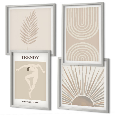 Polyptychon mit rahmen Abstrakte Poster im Boho-Stil in Pastellfarben