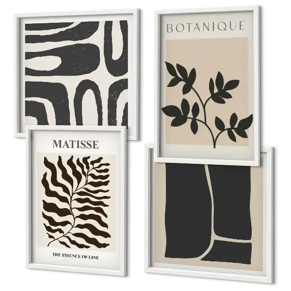 Minimalistische Pflanzenposter als Polyptychon mit Rahmen