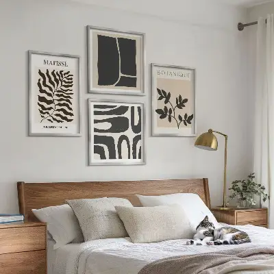Minimalistische Pflanzenposter als Polyptychon mit Rahmen
