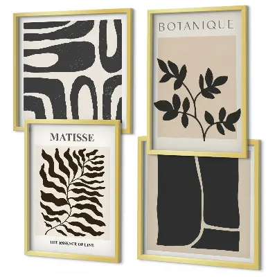 Minimalistische Pflanzenposter als Polyptychon mit Rahmen