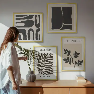 Minimalistische Pflanzenposter als Polyptychon mit Rahmen