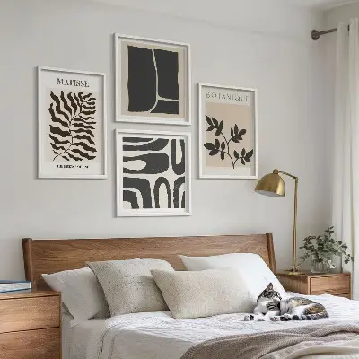 Minimalistische Pflanzenposter als Polyptychon mit Rahmen