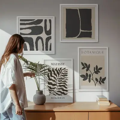 Minimalistische Pflanzenposter als Polyptychon mit Rahmen