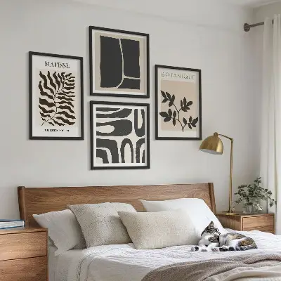 Minimalistische Pflanzenposter als Polyptychon mit Rahmen