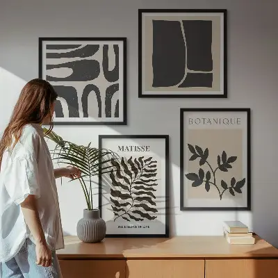 Minimalistische Pflanzenposter als Polyptychon mit Rahmen