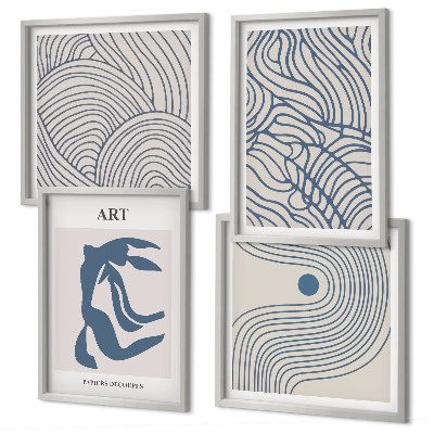Wanddeko-set Abstrakte blaue Linien