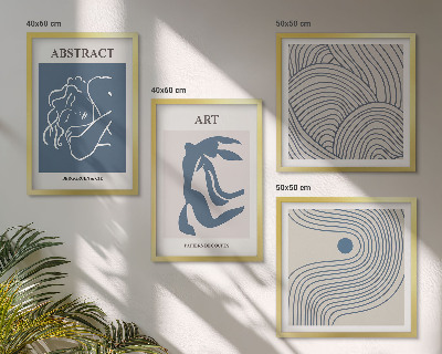 Polyptychon mit rahmen Poster mit abstrakten Linien und Wellen