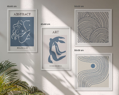 Polyptychon mit rahmen Poster mit abstrakten Linien und Wellen