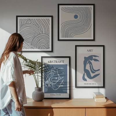 Polyptychon mit rahmen Poster mit abstrakten Linien und Wellen