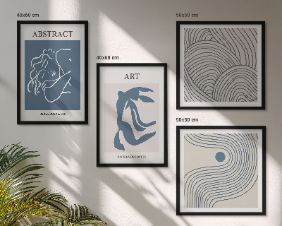 Polyptychon mit rahmen Poster mit abstrakten Linien und Wellen