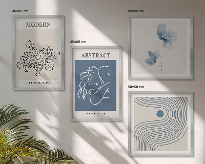 Wanddeko-set abstrakte Poster mit Blumenlinien
