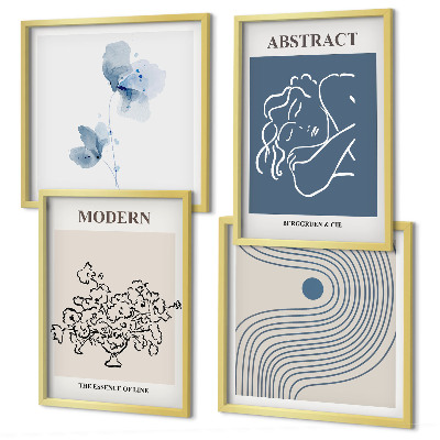 Wanddeko-set abstrakte Poster mit Blumenlinien