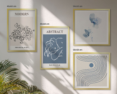 Wanddeko-set abstrakte Poster mit Blumenlinien