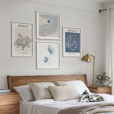 Wanddeko-set abstrakte Poster mit Blumenlinien