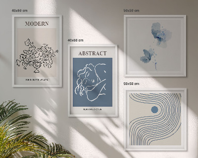 Wanddeko-set abstrakte Poster mit Blumenlinien