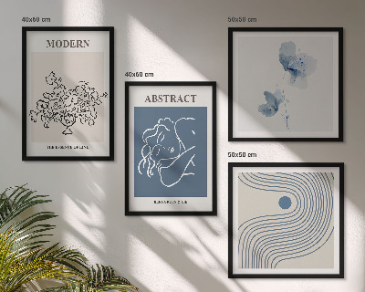 Wanddeko-set abstrakte Poster mit Blumenlinien