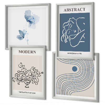 Wanddeko-set abstrakte Poster mit Blumenlinien