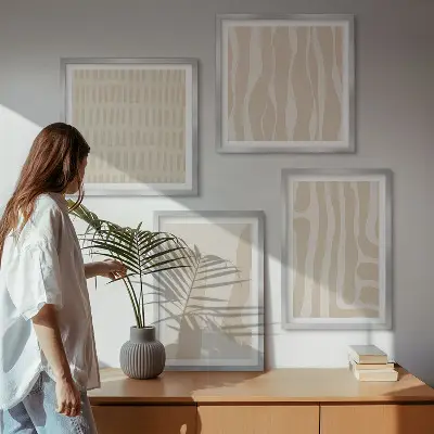 Abstrakte Boho-Musterformen als Polyptychon mit Rahmen