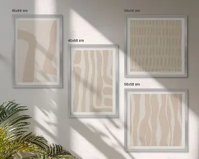 Abstrakte Boho-Musterformen als Polyptychon mit Rahmen
