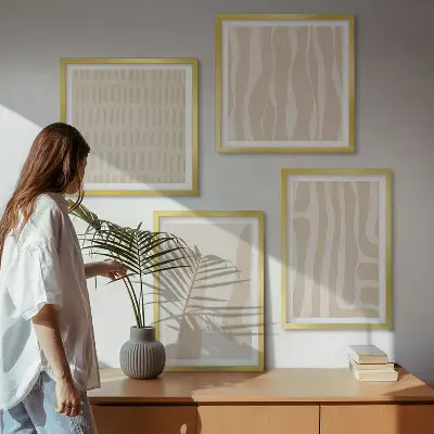 Abstrakte Boho-Musterformen als Polyptychon mit Rahmen