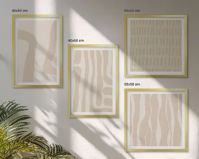 Abstrakte Boho-Musterformen als Polyptychon mit Rahmen
