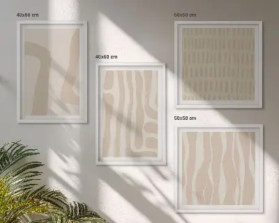 Abstrakte Boho-Musterformen als Polyptychon mit Rahmen