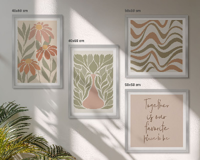 Polyptychon mit rahmen Abstrakte Pastellblumen