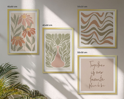 Polyptychon mit rahmen Abstrakte Pastellblumen