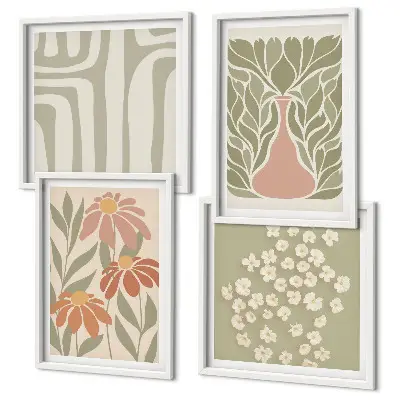 Wanddeko-Set in floralem, minimalistischem Boho-Stil