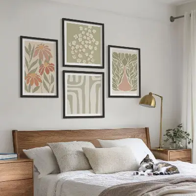 Wanddeko-Set in floralem, minimalistischem Boho-Stil