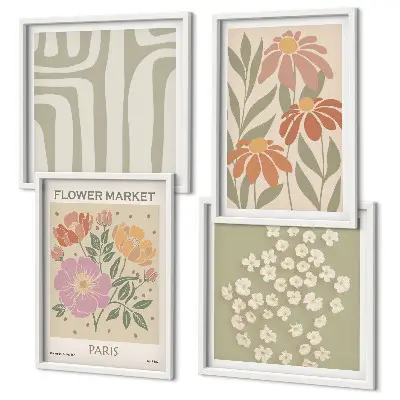 Wanddeko-Set mit botanischen Motiven im Pariser Minimalismus