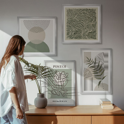 Wanddeko-set Geometrische botanische Muster