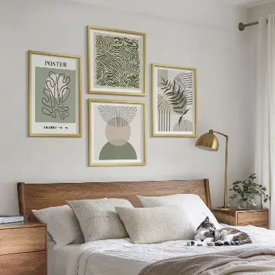 Wanddeko-Set mit geometrischen botanischen Mustern