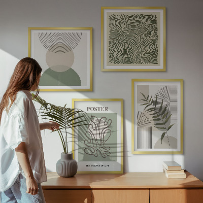 Wanddeko-set Geometrische botanische Muster