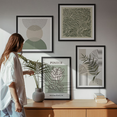 Wanddeko-set Geometrische botanische Muster
