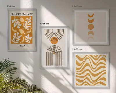 Wanddeko-Set mit geometrischen Pflanzenmustern