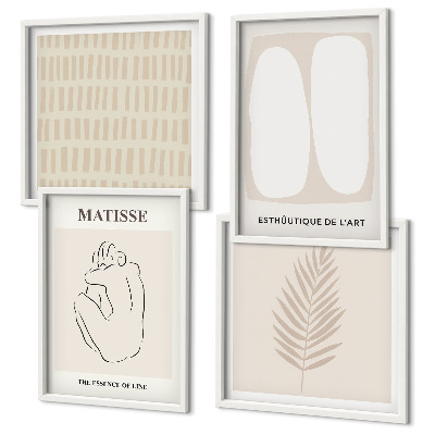Polyptychon mit rahmen Linien, Formen, Beige, Weiß