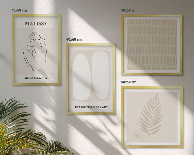 Polyptychon mit rahmen Linien, Formen, Beige, Weiß