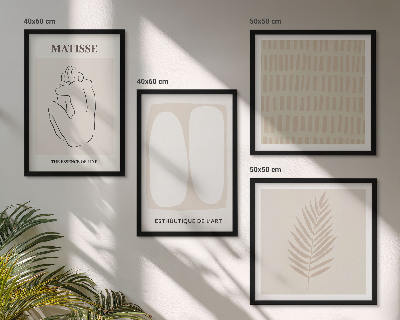 Polyptychon mit rahmen Linien, Formen, Beige, Weiß
