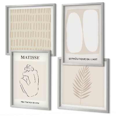 Polyptychon mit rahmen Linien, Formen, Beige, Weiß